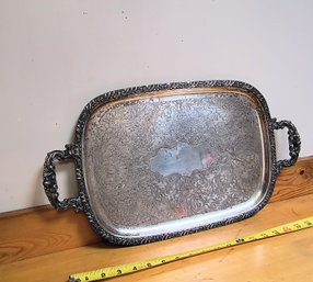 Large Antique Silver Tray/ Platter With Handles