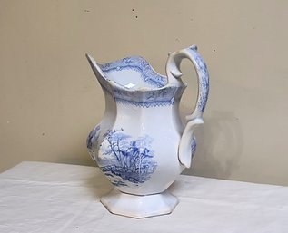 Antique Blue And White Pitcher