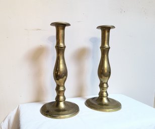 Pair Of Antique Brass Candlesticks