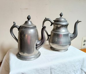 Pair Of Antique Lidded Tea And Coffee Pots
