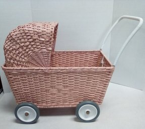 Classy New Handmade Strolley Olliella Pink Wicker Baby Doll Carriage    RC/CVBKA