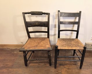 Two Antique Painted Wood Chairs