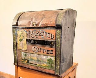 Unusually Large 19th Century Painted Metal Coffee Box
