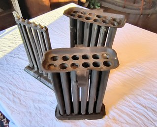 Three Antique Candle Molds In Tin