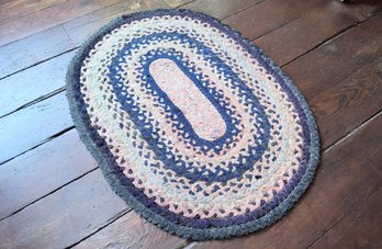 Vibrant Colored Vintage Braided Rug With Non-slip Pad