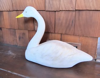Large Vintage Painted Wood Swan