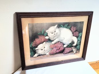 Early 20th Century Framed Print, Pair Of Cats