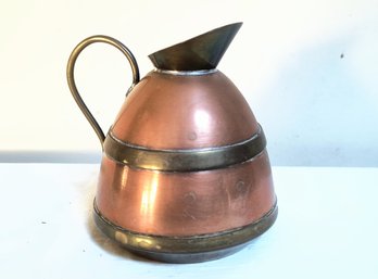 Antique Miniature Jug/pitcher In Brass And Copper
