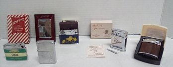 Six Vintage Handsome Lighters - Ronson, Beatttie Jet, Zippo, HMC & Direct, Some With Monograms NC/SL/D4