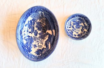 Two Blue Willow Antique Bowls