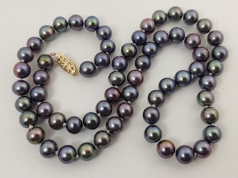 VINTAGE 14K GOLD 6mm - 7mm TAHETIAN PEARL NECKLACE