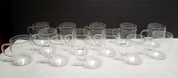 13 Clear Handled Glass Mugs Are 3-1/2 Inches High   BobH/CVBKB