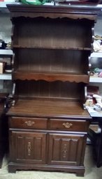 Basset Furniture Wood Cabinet ( 2 Part ) With 1 Drawer, Storage Below & Hutch Shelves Above   KD/CVBK-B