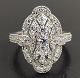 BEAUTIFUL ART DECO STYLE STERLING SILVER CZ RING