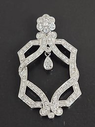 BEAUTIFUL ART DECO STYLE STERLING SILVER CZ PENDANT