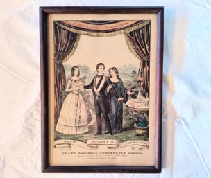 Antique Framed Colored Print, Temperance