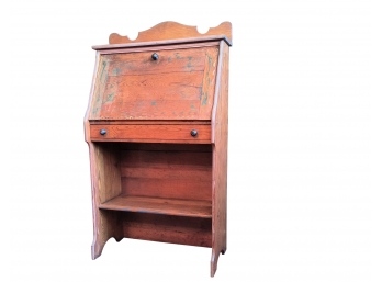 Small Antique Flip Down Desk / Cabinet