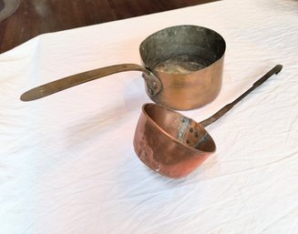 Antique Copper Saucepan And Ladle