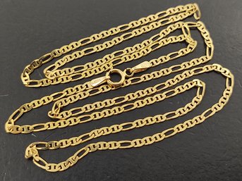 VINTAGE 14K GOLD 2mm MARINER / FIGARO LINK COMBO NECKLACE