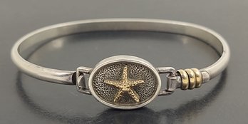 DESIGNER SIGNED STERLING SILVER 14K GOLD STARFISH BRACELET