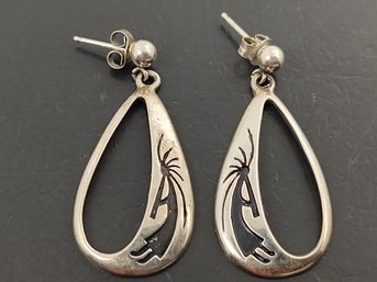 VINTAGE NATIVE AMERICAN STERLING SILVER KOKOPELLI EARRINGS