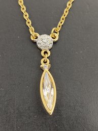 VINTAGE DESIGNER SWAROVSKI GOLD TONE CRYSTAL DROP NECKLACE