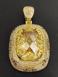 STUNNING DESIGNER LAUREN A. ADAMS ENAMEL & YELLOW CRYSTAL PENDANT