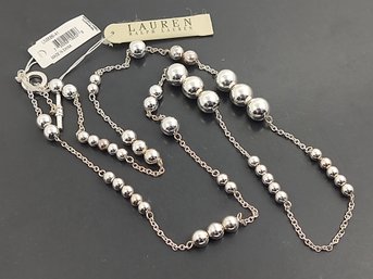 VINTAGE DESIGNER RALPH LAUREN SILVER BEADED NECKLACE