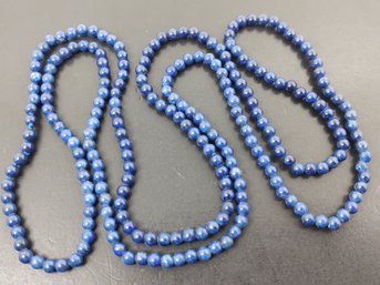 BEAUTIFUL NATURAL 4MM LAPIS BEADS NECKLACE