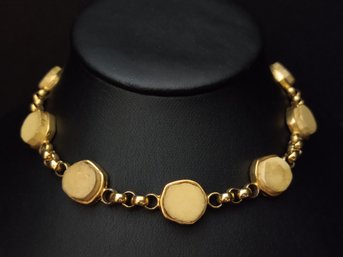 VINTAGE DESIGNER ROXANNE ASSOULIN GOLD TONE & RESIN NECKLACE