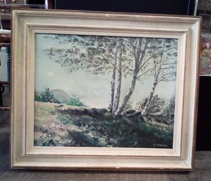 Serene Landscape Scene Oil On Canvas - Wood Framed - Signed By May Pretchel  PM/WA-B