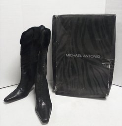 Michael Antonio New Akela Style Ladies High Heel Suede & Leathery Stylish Boot Size 8.5    JohB/E1