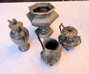 Grouping Of Antique And Vintage Pewter Tableware