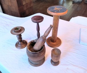 Grouping Of Mostly Wood Vintage Decorative Items