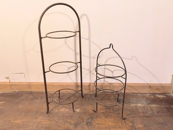 Two Wrought Iron Vintage Plant Stands