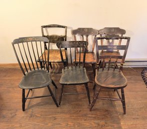 Six Hand-painted Antique Chairs