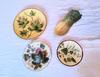 Grouping Of Vintage Plant Themed Plates Including Majolica
