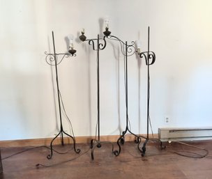 Grouping Of Early 20th Century Wrought Iron Floor Lamps