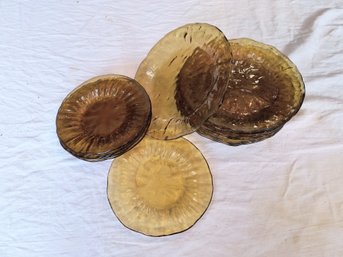 Mid-century Amber-toned Glass Plates