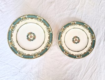 12 Minton's England Hand-painted Dinner Plates