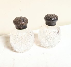 Sterling Silver And Cut Glass Salt And Pepper Shakers