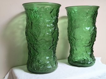 Pair Of 1970s Green Vases