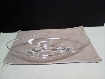 Steuben Art Glass Freeform Console Bowl Signed On Bottom Together With Steuben Felt Bag  JN/C3