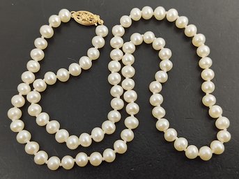 VINTAGE 14K GOLD 5mm PEARL NECKLACE