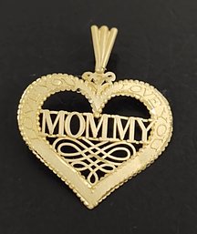 VINTAGE 14K GOLD LOVE YOU MOMMY HEART PENDANT