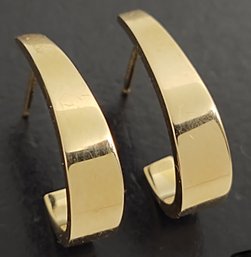 VINTAGE 14K GOLD HALF HUGGIE HOOP EARRINGS