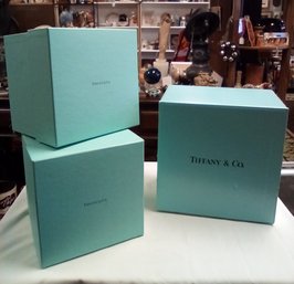 3 LARGE Tiffany & Co. Classic Blue Gift Boxes- 2 Have Separate Lid (PP) & 1 Is One-piece With Lid (DS)  CVBK-A