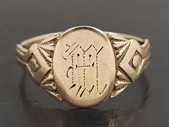 ANTIQUE VICTORIAN 10K GOLD SIGNET RING INITIAL 'M'