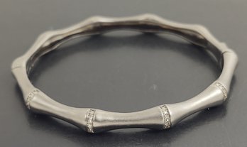 HIGH END STERLING SILVER DIAMOND BAMBOO BANGLE BRACELET