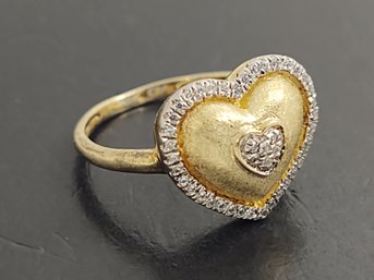 GOLD OVER STERLING SILVER CZ HEART RING